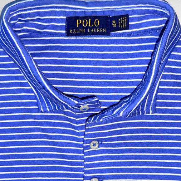 Polo Ralph Lauren Blue White Striped Polo Shirt Men’s XL Classic Fit - Picture 7 of 10